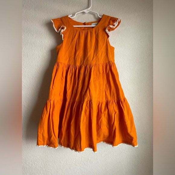 Rachel Zoe Vibrant Orange Kids Tiered Dress with white accents size 5T - Picture 5 of 5